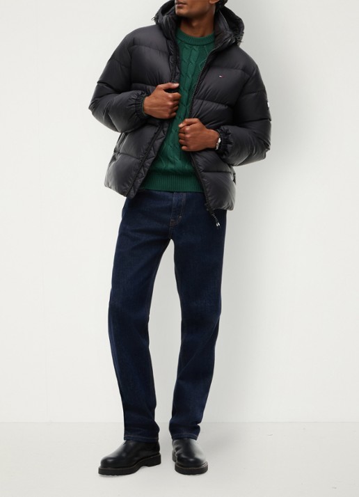 Tommy Hilfiger Puffer jas met donsvulling - voorkant 5 zwart