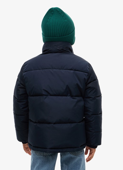 Tommy Hilfiger Puffer jas met logo - achterkant 3 donkerblauw