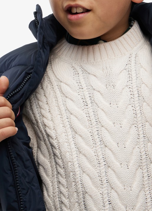 Tommy Hilfiger Puffer jas met logo - detail 2 donkerblauw