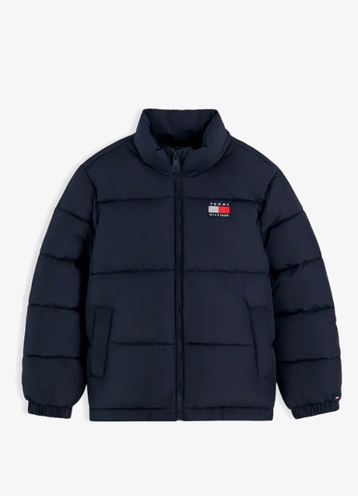 Tommy Hilfiger Puffer jas met logo - voorkant 4 donkerblauw