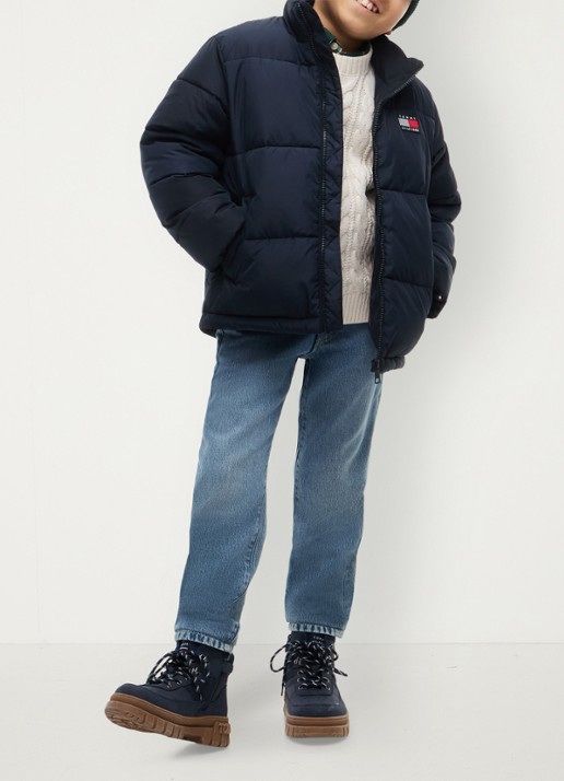 Tommy Hilfiger Puffer jas met logo - voorkant 5 donkerblauw
