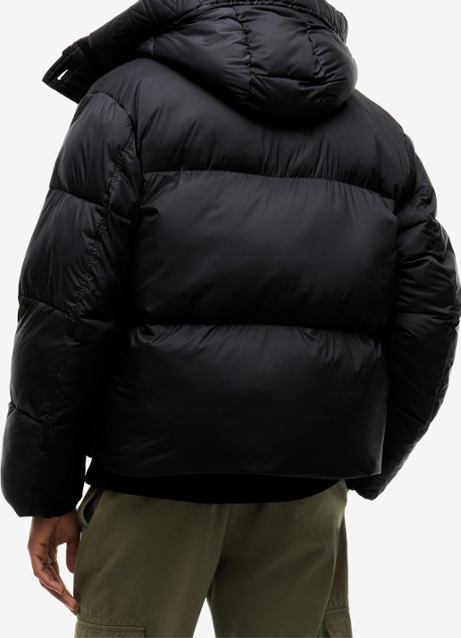 Tommy Hilfiger Puffer jas met opbergbare capuchon - achterkant 3 zwart