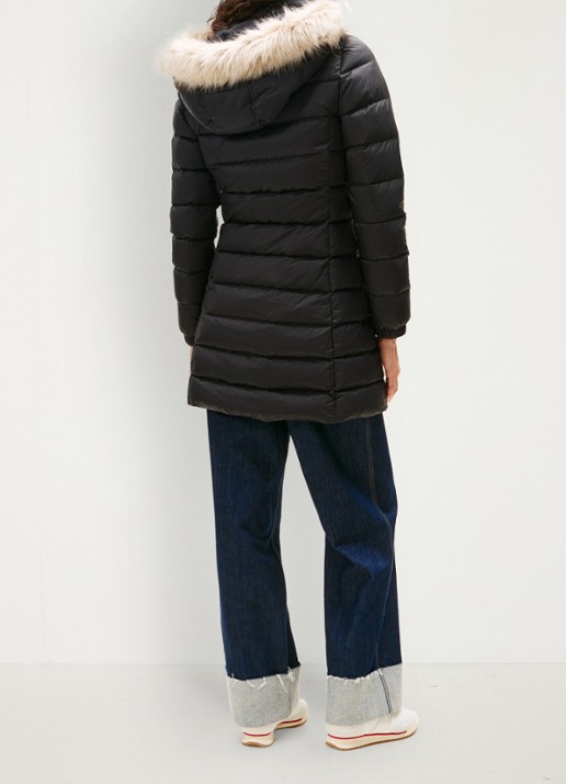 Tommy Hilfiger Puffer jas met steekzakken en logoborduring - achterkant zwart