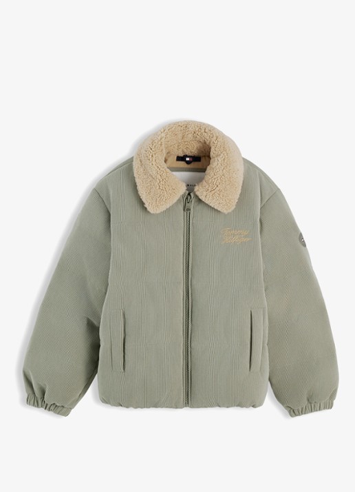 Tommy Hilfiger Puffer jas van corduroy met details van teddy