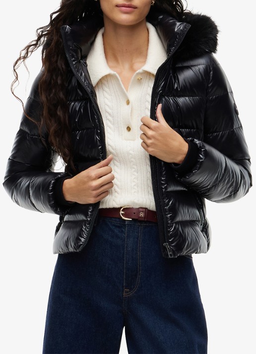 Tommy Hilfiger Pufferjas met imitatiebont