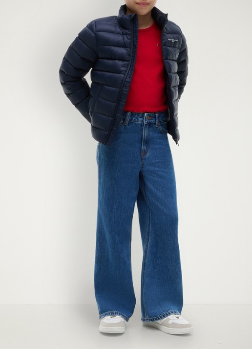 Tommy Hilfiger Pufferjas met logo  - voorkant dark night navy-c1g
