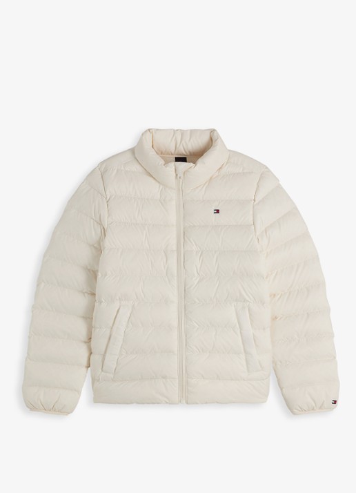 Tommy Hilfiger Pufferjas met logo  - voorkant wit