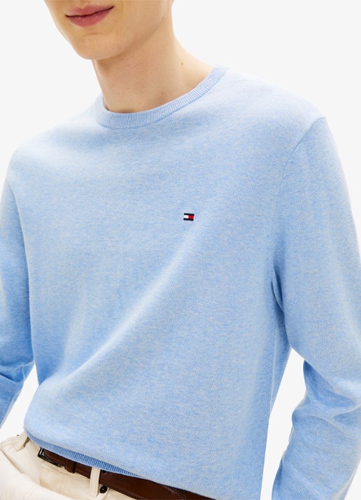 Tommy Hilfiger Pullover met logo - detail 5 lichtblauw