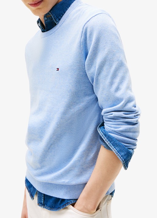 Tommy Hilfiger Pullover met logo - detail 6 lichtblauw