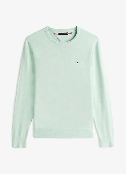 Tommy Hilfiger Pullover met logo - voorkant mint