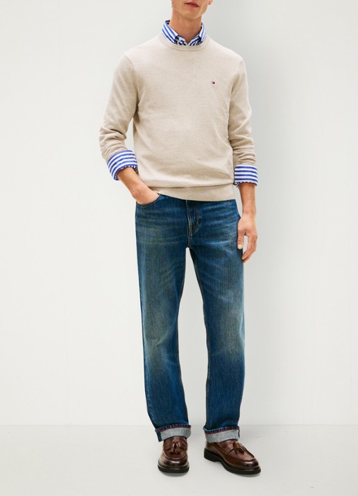 Tommy Hilfiger Pullover met logo - voorkant 5 beige