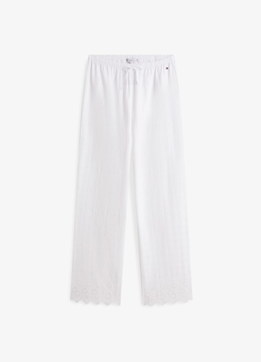 Tommy Hilfiger Pyjamabroek met broderie - voorkant 4 wit