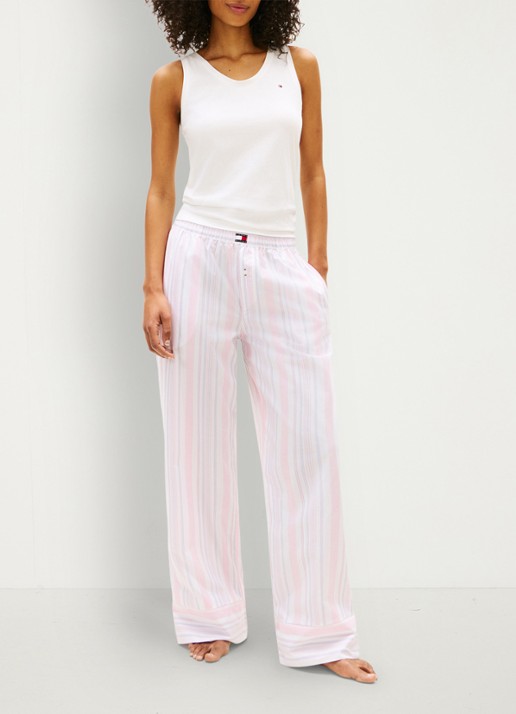 Tommy Hilfiger Pyjamabroek met streepprint en logo - voorkant 4 roze