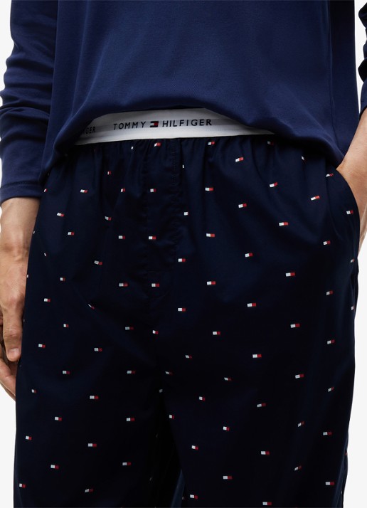 Tommy Hilfiger Pyjamaset met logo 2-delig - detail 3 donkerblauw