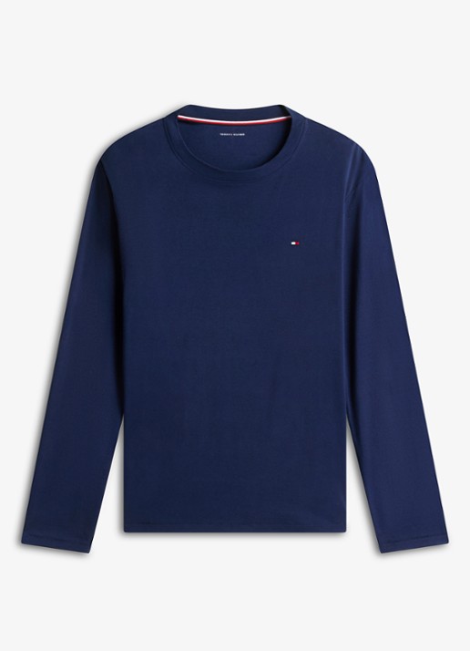 Tommy Hilfiger Pyjamaset met logo 2-delig - voorkant donkerblauw