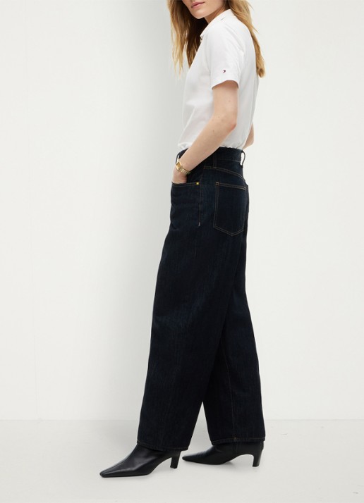 Tommy Hilfiger Quinn mid waist wide leg jeans met donkere wassing  - detail 2 indigo