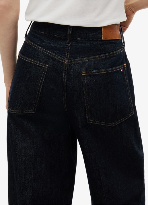 Tommy Hilfiger Quinn mid waist wide leg jeans met donkere wassing  - detail 4 indigo