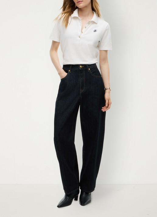 Tommy Hilfiger Quinn mid waist wide leg jeans met donkere wassing  - voorkant 7 indigo