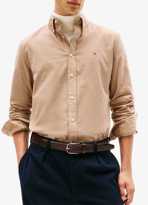Tommy Hilfiger Reglar fit overhemd van flanel - detail 3 beige