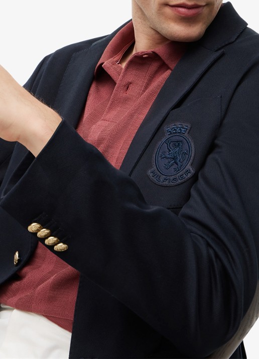 Tommy Hilfiger Regular fit colbert met steekzakken - detail 5 donkerblauw