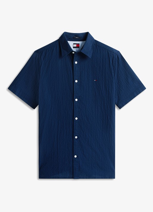 Tommy Hilfiger Regular fit overhemd in katoenblend - voorkant 2 dark night navy-c1g