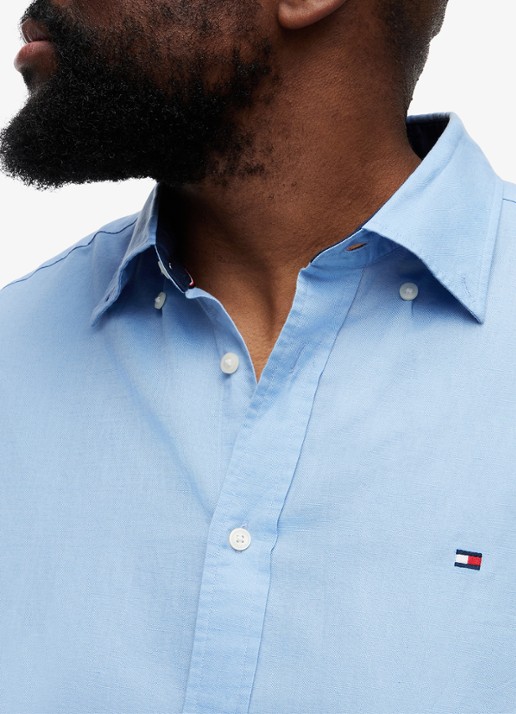 Tommy Hilfiger Regular fit overhemd in katoenblend - detail 3 blauw