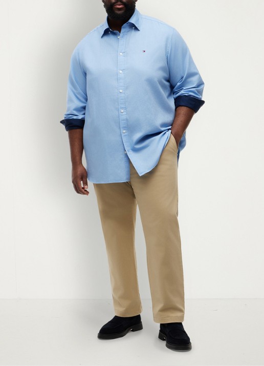 Tommy Hilfiger Regular fit overhemd in katoenblend - voorkant 5 blauw