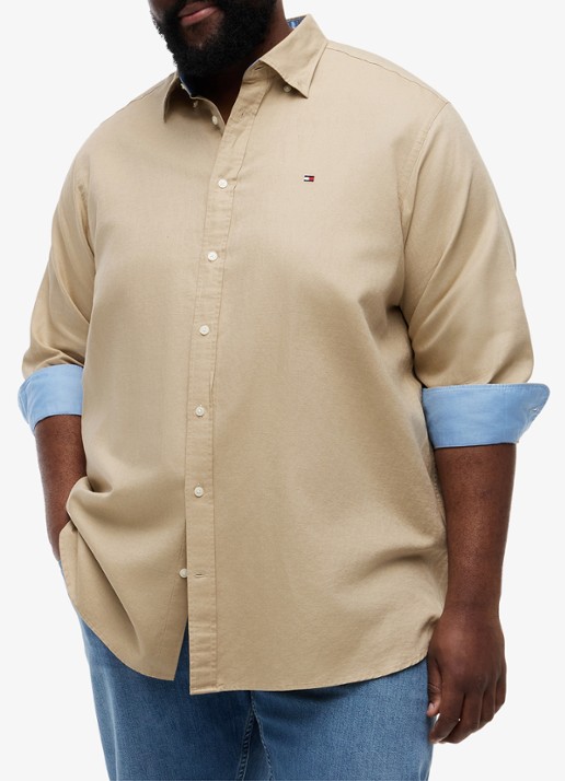 Tommy Hilfiger Regular fit overhemd in katoenblend - detail 4 beige
