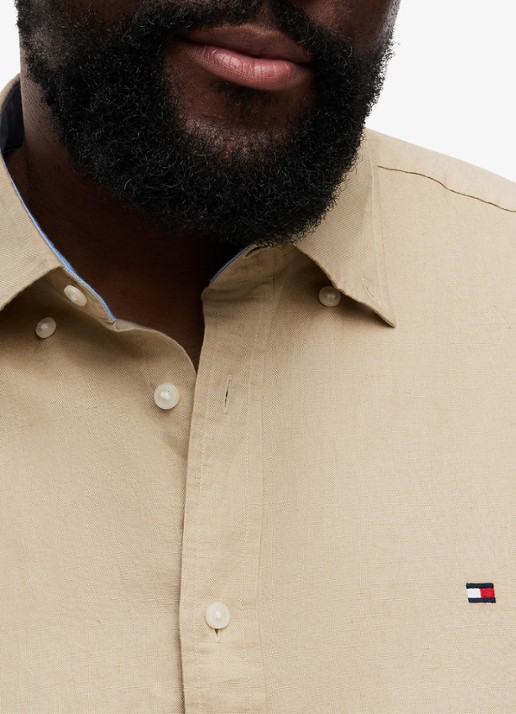 Tommy Hilfiger Regular fit overhemd in katoenblend - detail 5 beige