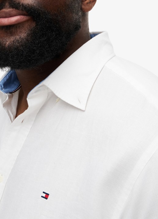 Tommy Hilfiger Regular fit overhemd in katoenblend - detail 3 wit