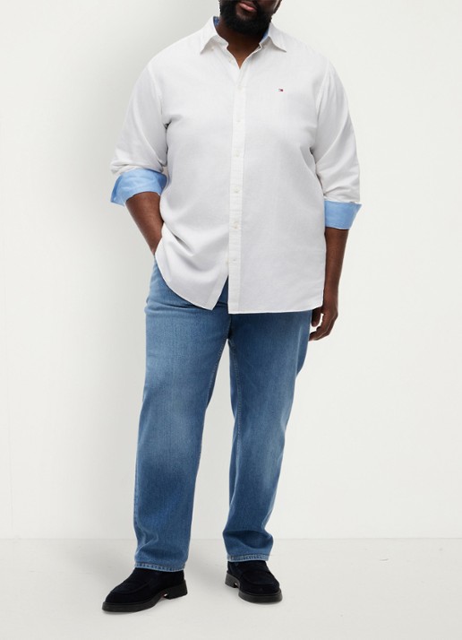 Tommy Hilfiger Regular fit overhemd in katoenblend - voorkant 5 wit