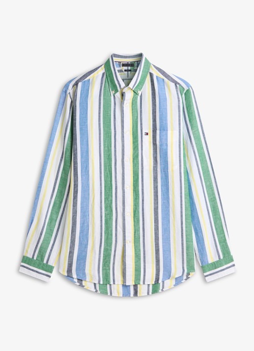Tommy Hilfiger Regular fit overhemd in linnenblend met streepprint