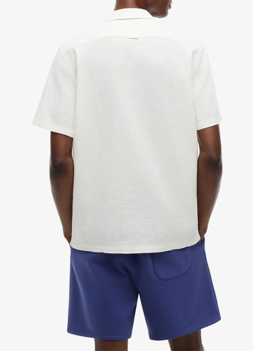 Tommy Hilfiger Regular fit overhemd in linnenblend - achterkant ecru-ybl