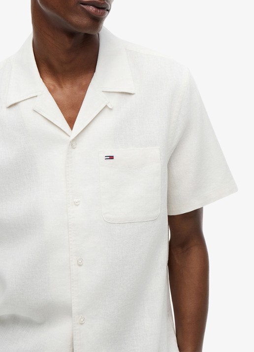 Tommy Hilfiger Regular fit overhemd in linnenblend - detail 5 ecru-ybl