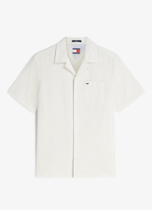 Tommy Hilfiger Regular fit overhemd in linnenblend - voorkant 2 ecru-ybl