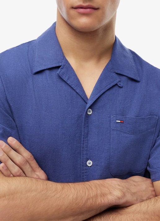 Tommy Hilfiger Regular fit overhemd in linnenblend - detail 2 blue storm-c6q / blauw