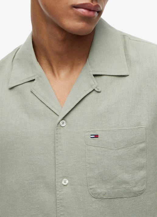 Tommy Hilfiger Regular fit overhemd in linnenblend - detail 2 spring olive-pmo / groen