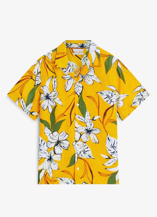 Tommy Hilfiger Regular fit overhemd met bloemenprint - voorkant orange