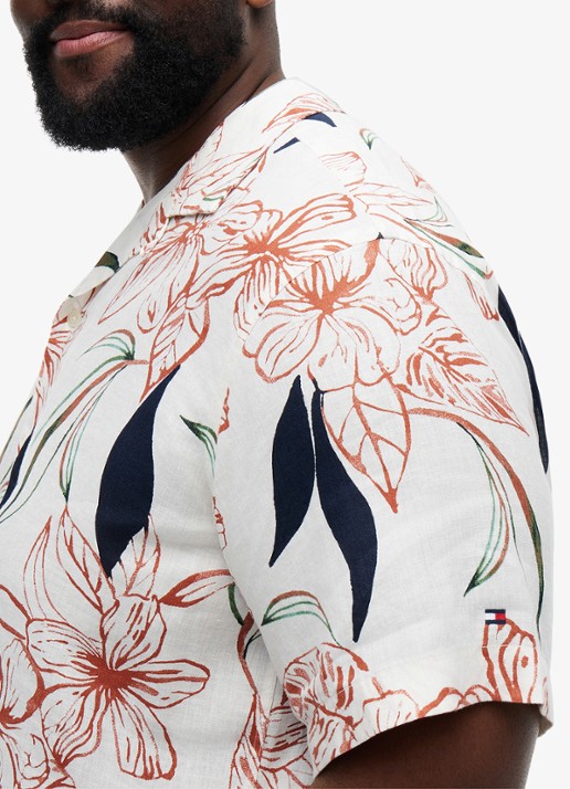 Tommy Hilfiger Regular fit overhemd met bloemenprint - detail 5 ivoor