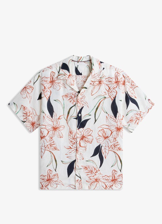Tommy Hilfiger Regular fit overhemd met bloemenprint - voorkant 2 ivoor