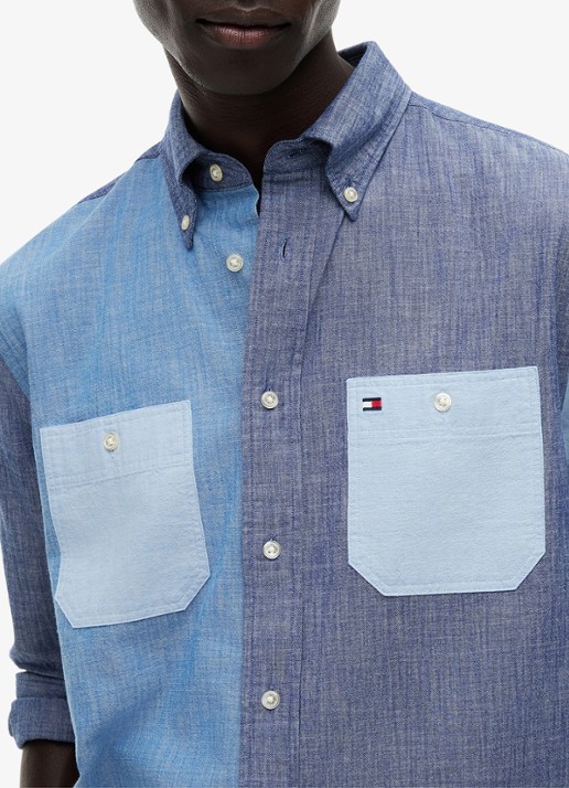 Tommy Hilfiger Regular fit overhemd met colour blocking - detail 4 blauw