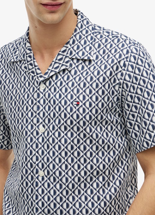 Tommy Hilfiger Regular fit overhemd met grafische print - detail 5 donkerblauw