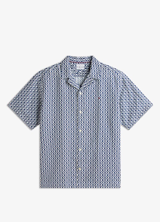 Tommy Hilfiger Regular fit overhemd met grafische print - voorkant 2 donkerblauw