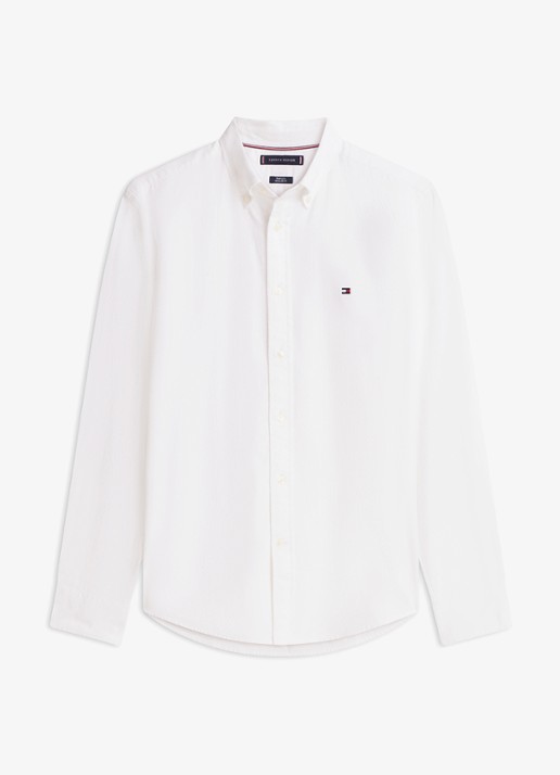 Tommy Hilfiger Regular fit overhemd met logo - voorkant wit