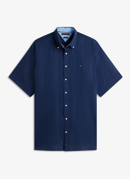 Tommy Hilfiger Regular fit overhemd met logo - voorkant donkerblauw