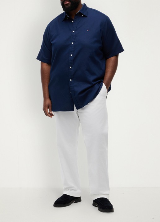 Tommy Hilfiger Regular fit overhemd met logo - voorkant 2 donkerblauw