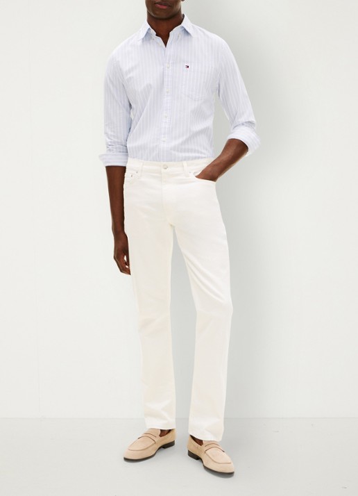 Tommy Hilfiger Regular fit overhemd met streepprint en borstzak - voorkant 2 lichtblauw