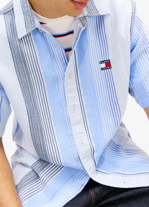 Tommy Hilfiger Regular fit overhemd met streepprint - detail 5 lichtblauw