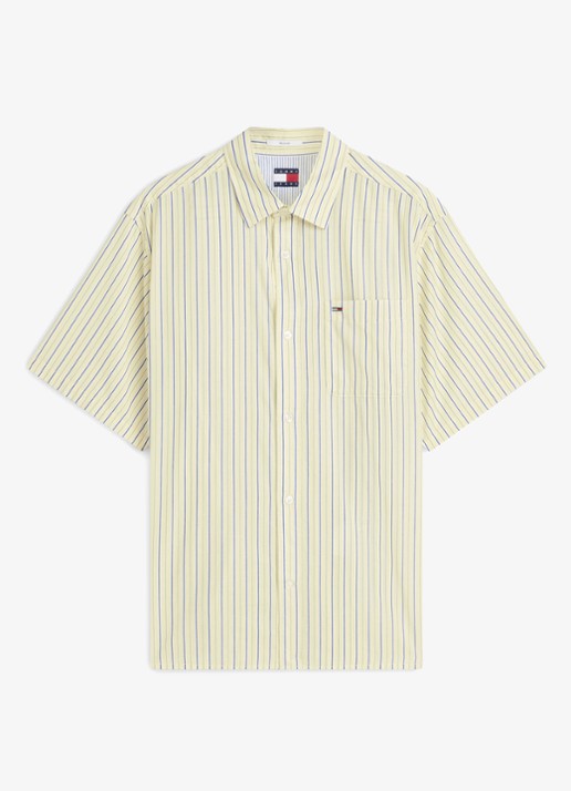 Tommy Hilfiger Regular fit overhemd met streepprint - voorkant lichtgeel