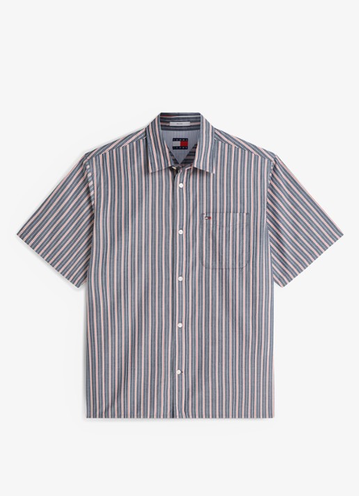 Tommy Hilfiger Regular fit overhemd met streepprint - voorkant 3 donkerblauw
